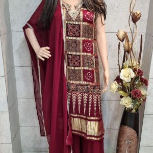 SHARARA DRESS AJRAKH BANDHANI DESIGN