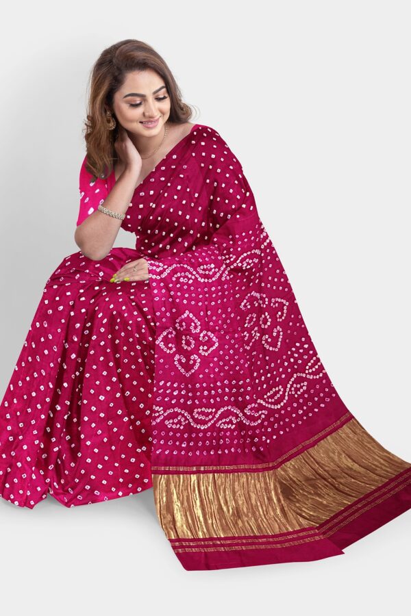 BANDHANI SAREE ART GAJI SILK PINK - Image 2