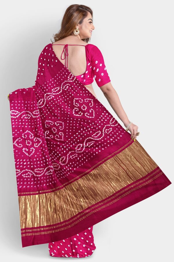 BANDHANI SAREE ART GAJI SILK PINK - Image 3