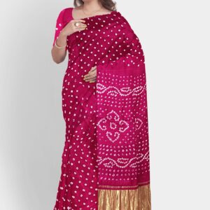 BANDHANI SAREE ART GAJI SILK PINK