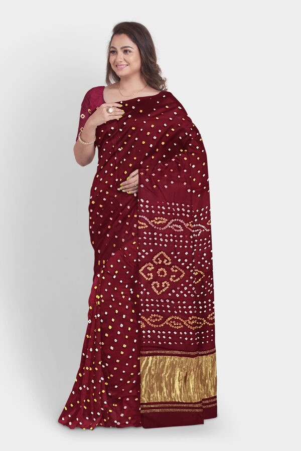 BANDHANI SAREE ART GAJI SILK PURPLE - Image 5