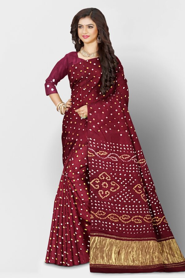 BANDHANI SAREE ART GAJI SILK PURPLE - Image 7