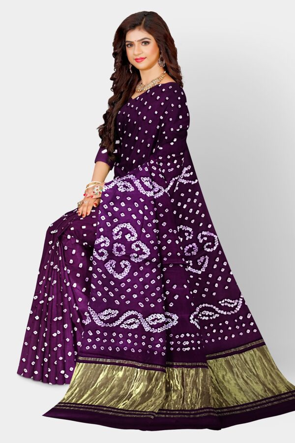 BANDHANI SAREE ART GAJI SILK PURPLE - Image 4