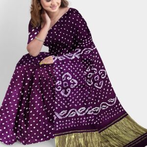 BANDHANI SAREE ART GAJI SILK PURPLE