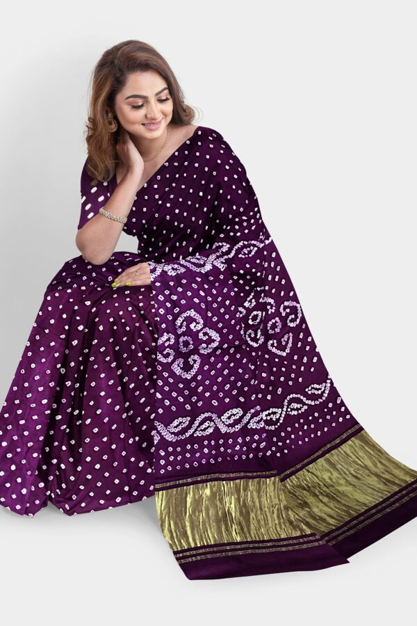 BANDHANI SAREE ART GAJI SILK PURPLE