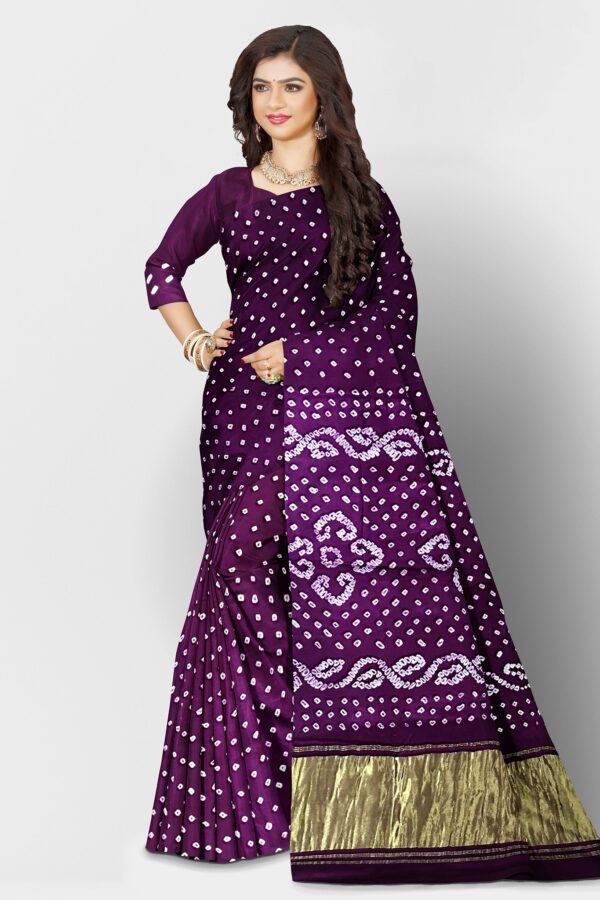 BANDHANI SAREE ART GAJI SILK PURPLE - Image 3