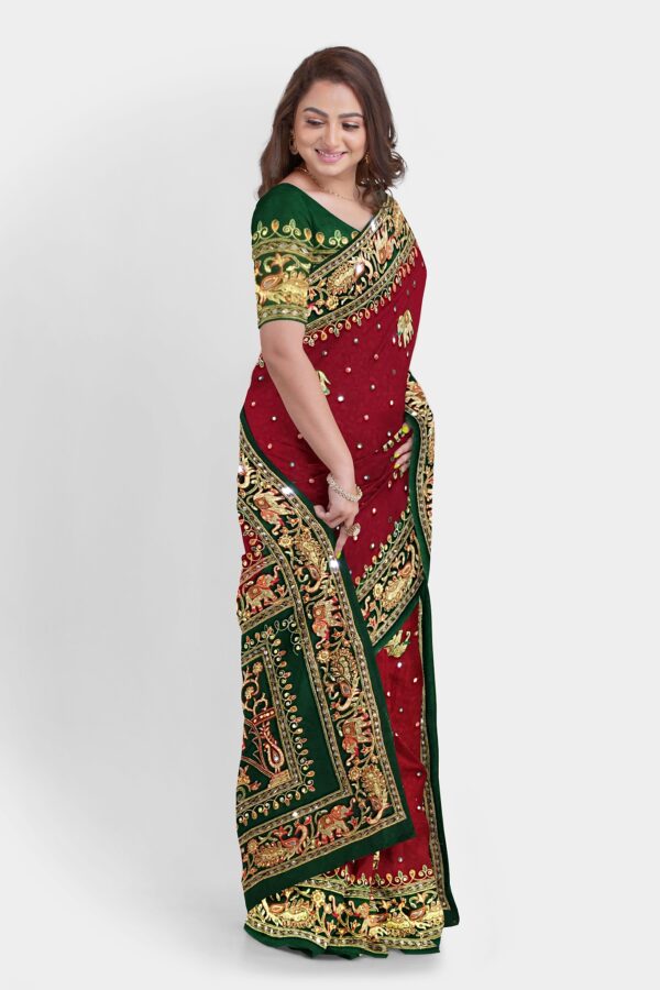 GHARCHOLA SAREE MAROON - Image 2