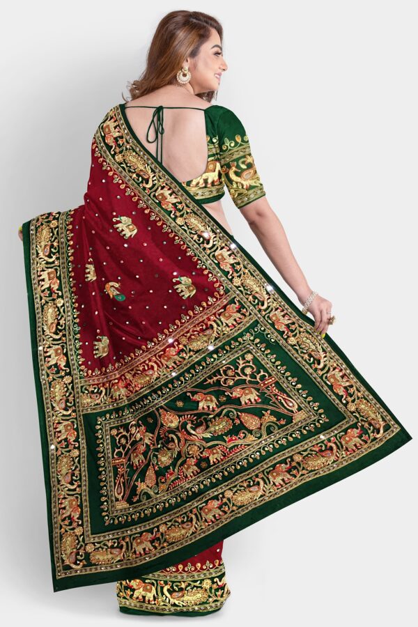 GHARCHOLA SAREE MAROON - Image 4