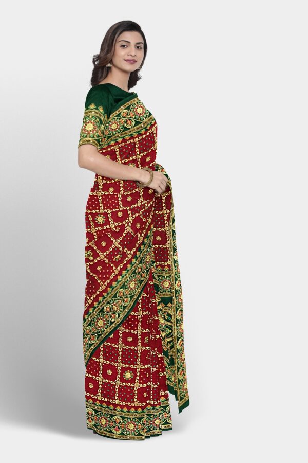 GHARCHOLA SAREE JACQUARD SILK MAROON - Image 3
