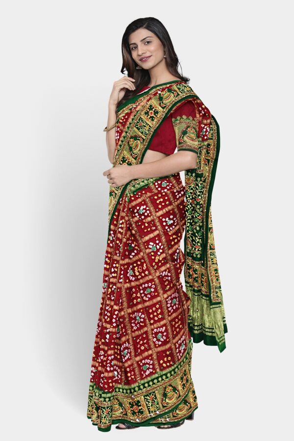 PURE SILK BANDHANI GHARCHOLA SAREE - Image 2