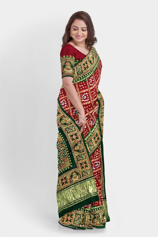 PURE SILK BANDHANI GHARCHOLA SAREE - Image 3
