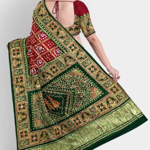 PURE SILK BANDHANI GHARCHOLA SAREE