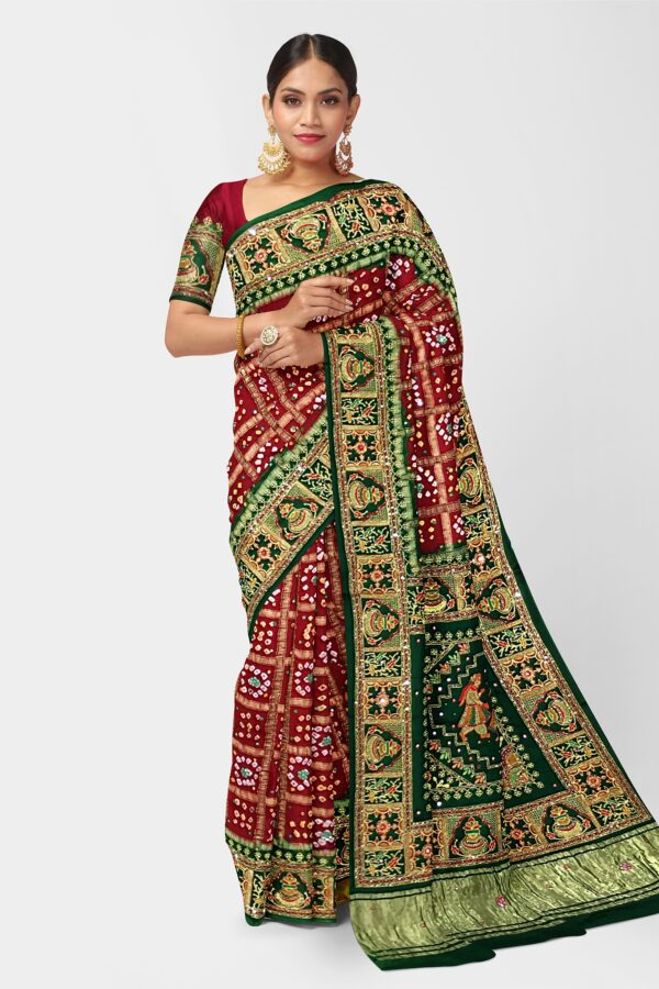 PURE SILK BANDHANI GHARCHOLA SAREE - Image 5