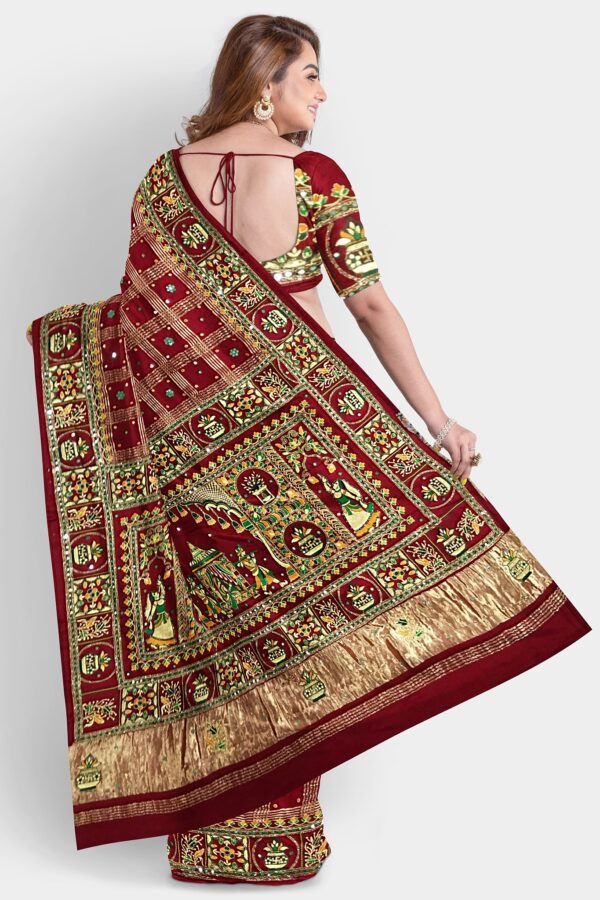 PURE SILK GHARCHOLA SAREE MAROON - Image 5