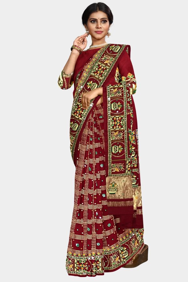 PURE SILK GHARCHOLA SAREE MAROON - Image 6