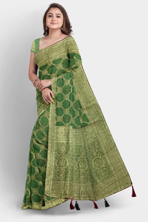 DOLA SSILK SAREE PISTA GREEN
