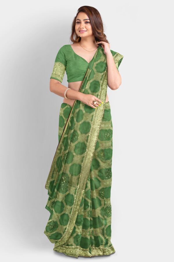 DOLA SILK SAREE PISTA GREEN - Image 4