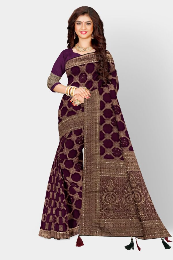 DOLA SILK SAREE DARK PURPLE