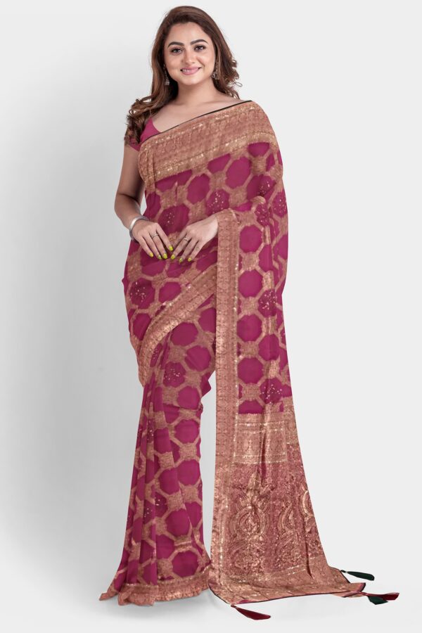 DOLA SILK SAREE PISTA GREEN - Image 8