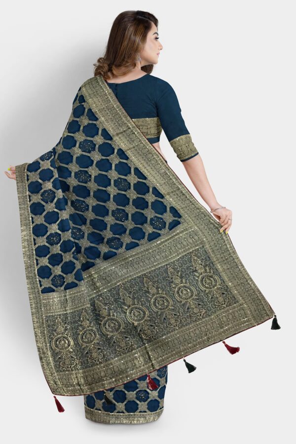 DOLA SILK SAREE PISTA GREEN - Image 5