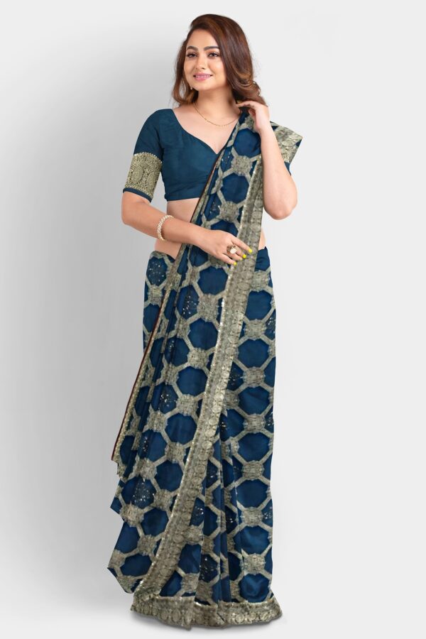 DOLA SILK SAREE PISTA GREEN - Image 7