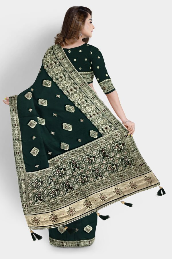 DOLA SILK SAREE DARK GREEN - Image 2