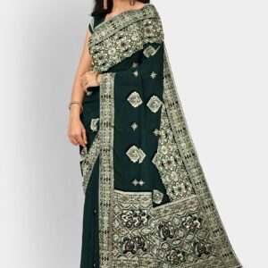 DOLA SILK SAREE DARK GREEN