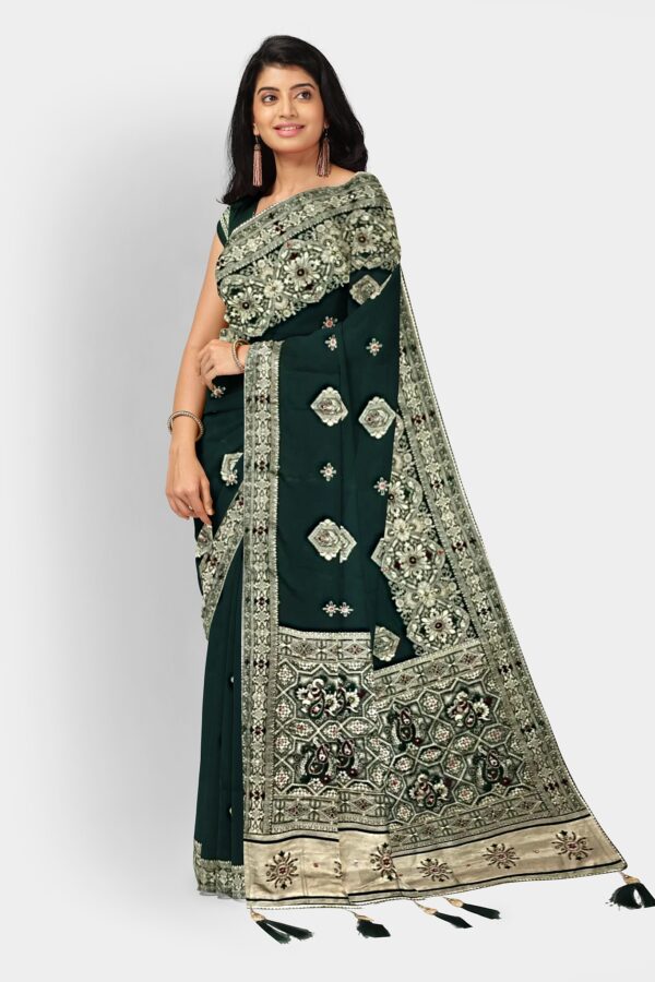 DOLA SILK SAREE DARK GREEN