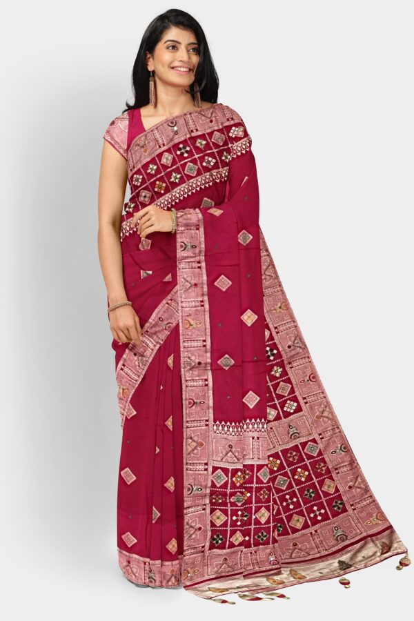 DOLA SILK SAREE PINK - Image 4