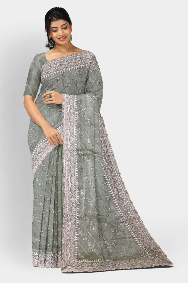ELEGANT ORGANZA SILK SAREE - Image 2