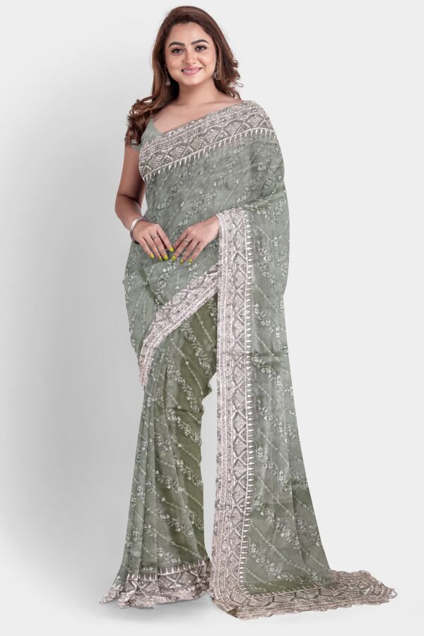 ELEGANT ORGANZA SILK SAREE - Image 4