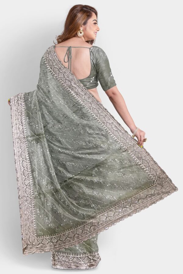 ELEGANT ORGANZA SILK SAREE - Image 5