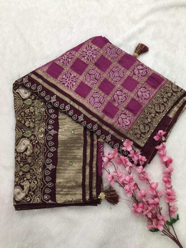 Elegant Gaji Silk Saree with Handcrafted Pallu - Image 5